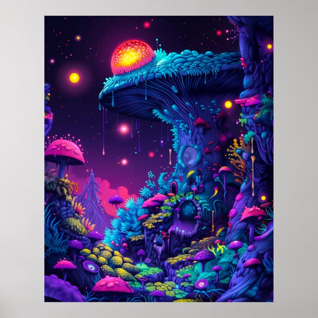 Psychedelic Mushroom House Poster (Framsidan)