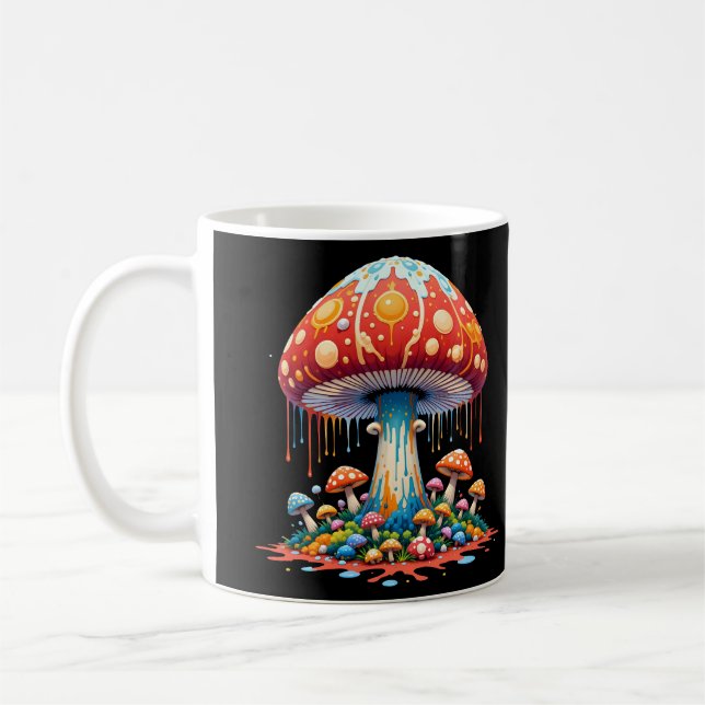 Psychedelic Mushroom Illustration Kaffemugg (Vänster)