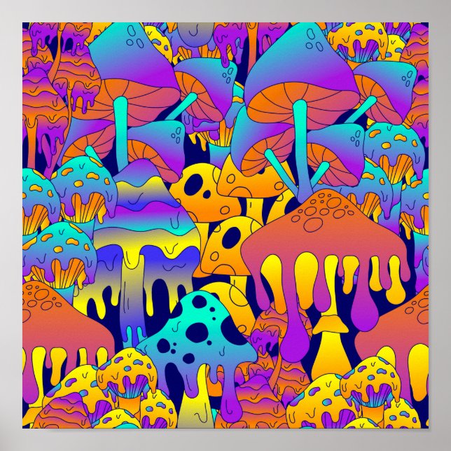 Psychedelic Mushroom Melt Poster (Framsidan)