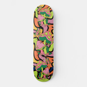 Psychedelic Mushroom Retro Mönster Mini Skateboard Bräda 18,5 Cm