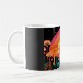Psychedelic Mushroom Sunset – Retro Fantasy Nature Kaffemugg