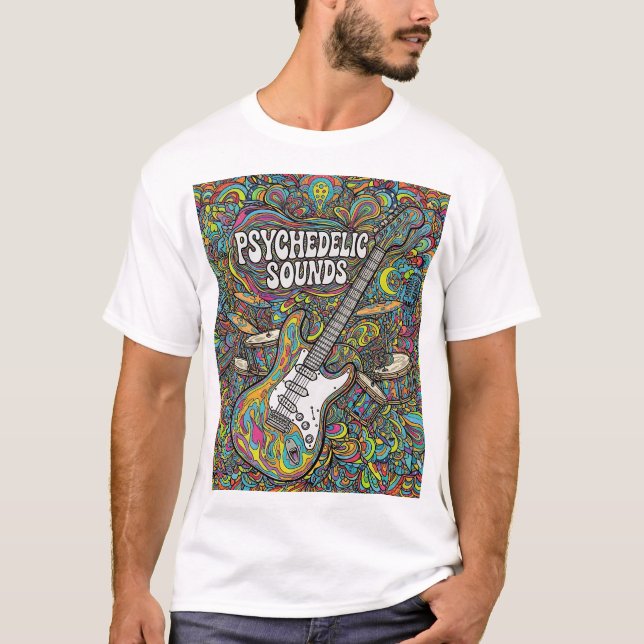 Psychedelic Music Vibes Retro Graphic T-Shirt, Tri T Shirt (Framsida)