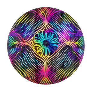 Psychedelic Neon Linjer med blomkonst konst