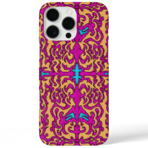 Psychedelic Neon Rosa Baroque Flourish Mönster