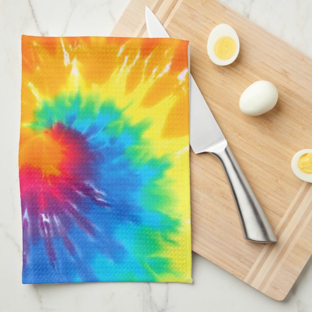 Psychedelic Neon Tie-Dye Kökshandduk (Vikt i Fjärdedel)