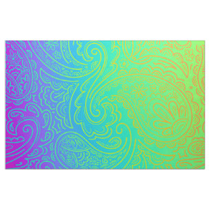 Psychedelic neonregnbåge Paisley Tyg