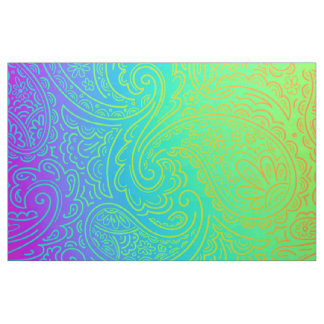 Psychedelic neonregnbåge Paisley Tyg
