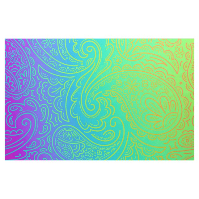 Psychedelic neonregnbåge Paisley Tyg (Fat Quarter)