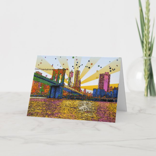 Psychedelic New York City: Brooklyn Bridge, WTC #1 Kort (Framsida)