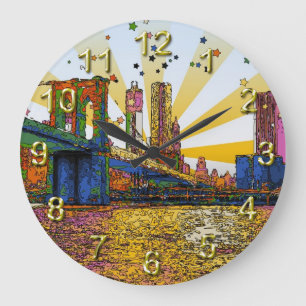 Psychedelic New York City: Brooklyn Bridge, WTC #1 Stor Klocka
