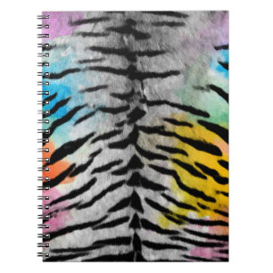 Psychedelic Night Tiger Skin Print Foto Anteckning Anteckningsbok
