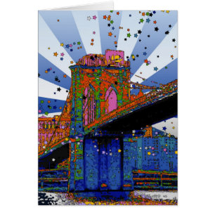 Psychedelic NYC: Brooklyn Bridge #2 Hälsningskort