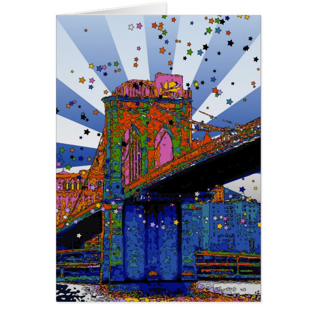 Psychedelic NYC: Brooklyn Bridge #2 Hälsningskort (Framsidan)