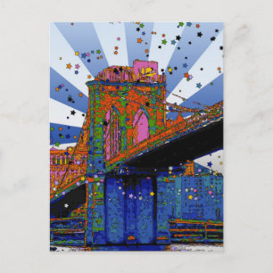 Psychedelic NYC: Brooklyn Bridge #2 Vykort