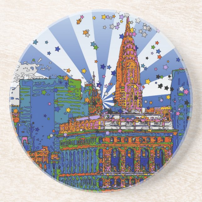 Psychedelic NYC: Chrysler, Flatiron #1 Underlägg Sandsten (Framsidan)