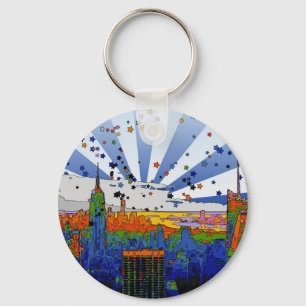 Psychedelic NYC: ESB, bred Skyline-vy Nyckelring