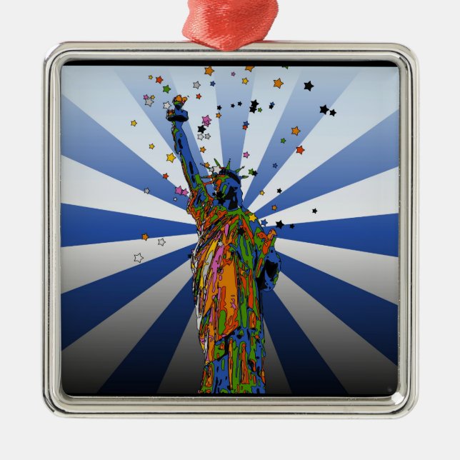 Psychedelic NYC: Frihetsgudinnan nr 2 Julgransprydnad Metall (Framsidan)