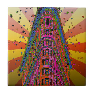 Psychedelic NYC - överst på Flatiron Byggnad A2 Kakelplatta