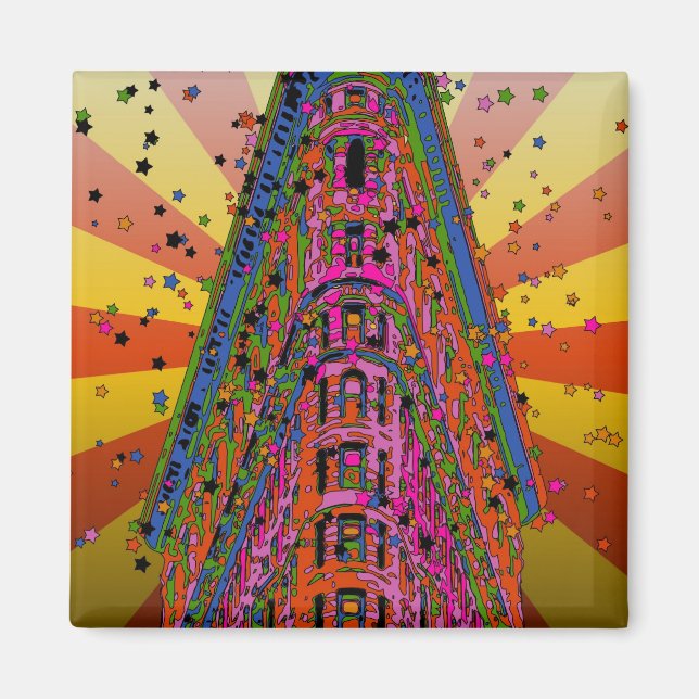 Psychedelic NYC - överst på Flatiron Byggnad A2 Magnet (Framsidan)