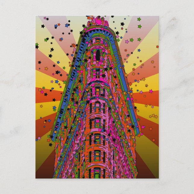 Psychedelic NYC - Toppen av Flatiron Building A2 Vykort (Framsida)