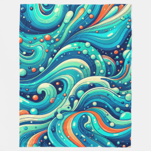 "Psychedelic Ocean Vågar" Fleecefilt
