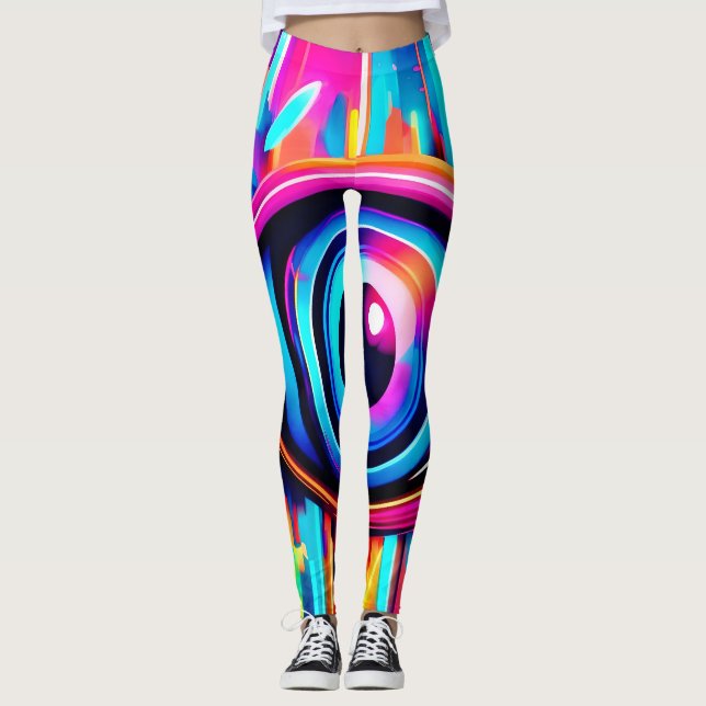 Psychedelic Öga Art Leggings (Framsida)