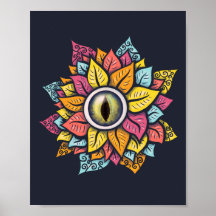 Psychedelic Öga Flower Art - Colorful Petals