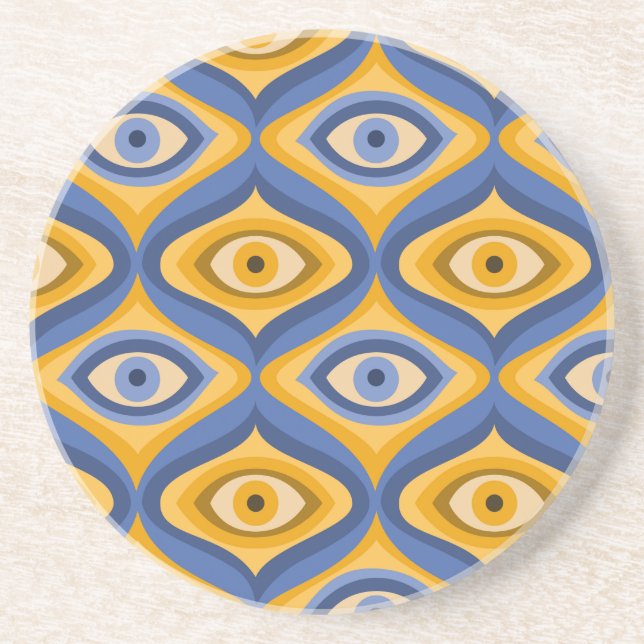 Psychedelic öga mönster indigo Blue gult Underlägg (Framsidan)