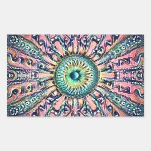 Psychedelic Öga Sticker Rektangulärt Klistermärke