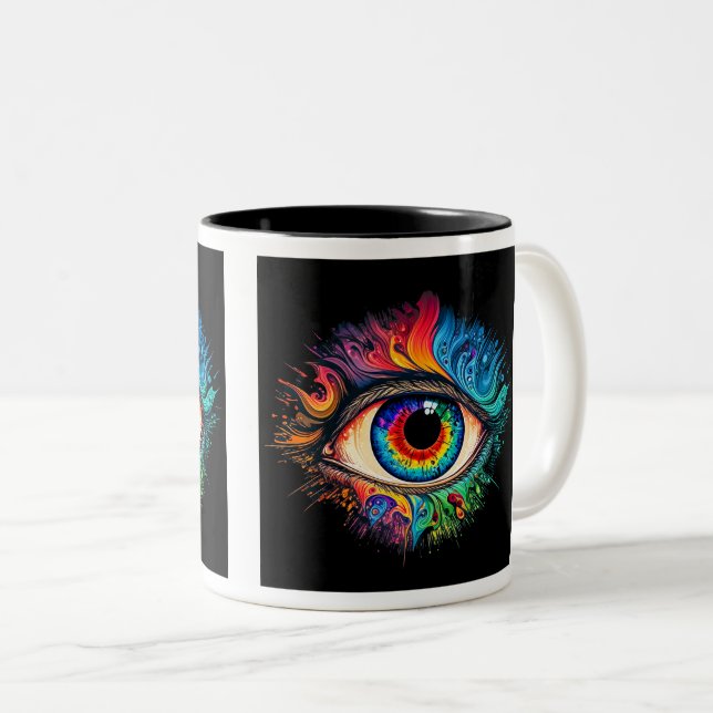 Psychedelic Öga Two-Tone Mugg, 11 oz Två-Tonad Mugg (Framsida höger)