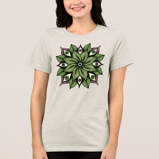 Psychedelic Ögon Mandala - Blommönstret Trippy T Shirt (Framsida)