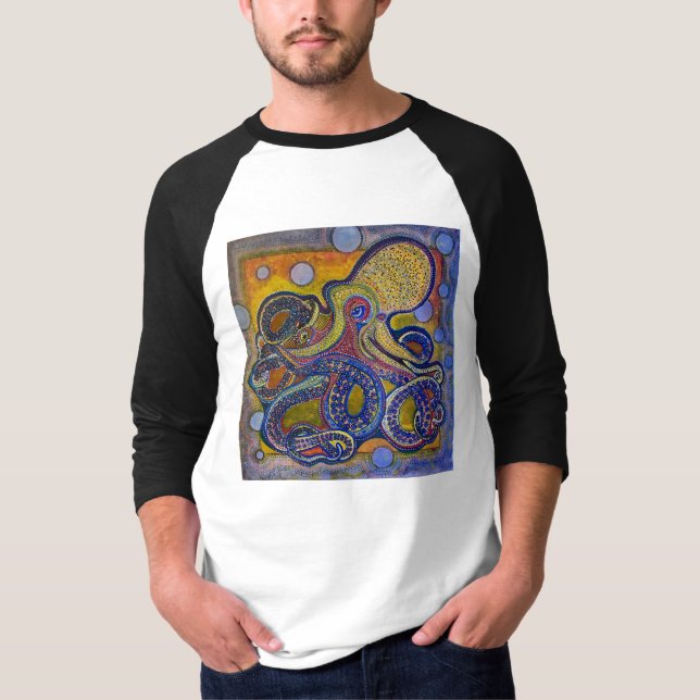 Psychedelic old schoolbläckfisk t shirt (Framsida)