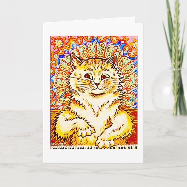 Psychedelic Orange Piano Cat, Louis Wain Kort (Framsida)