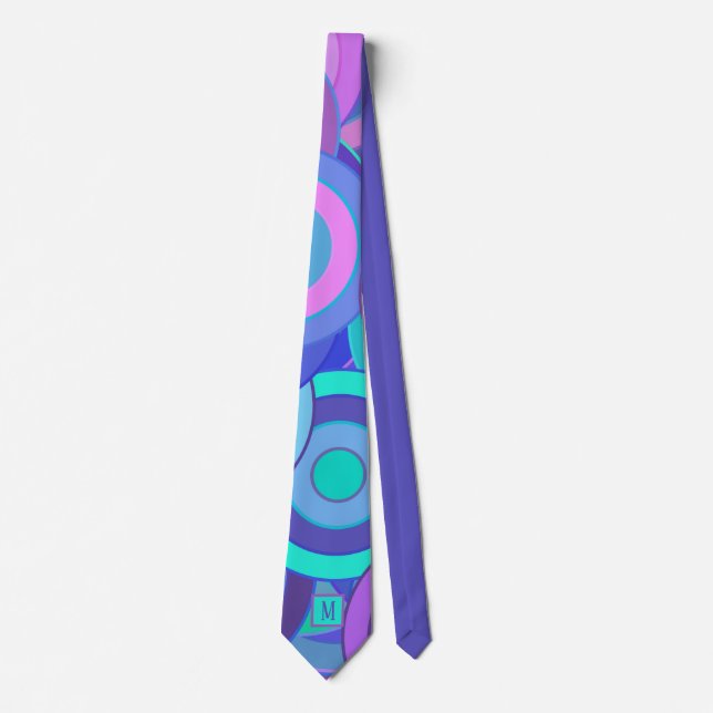 Psychedelic Orchid & Turkvoise Monogram Necktie Slips (Framsida)