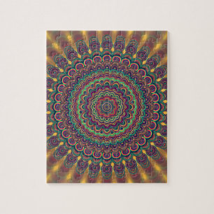Psychedelic oval mandala pussel
