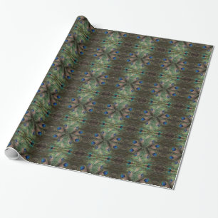 Psychedelic påfågel som slår in papper presentpapper