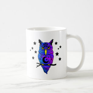 Psychedelic Pagan uggla för blått Kaffemugg