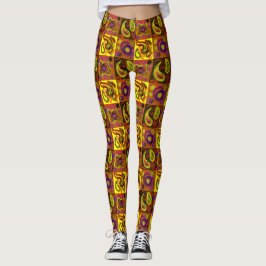 Psychedelic Paisley Check Print Leggings