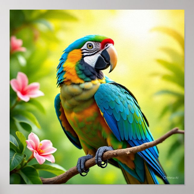 Psychedelic Parrot Art Poster (Framsidan)