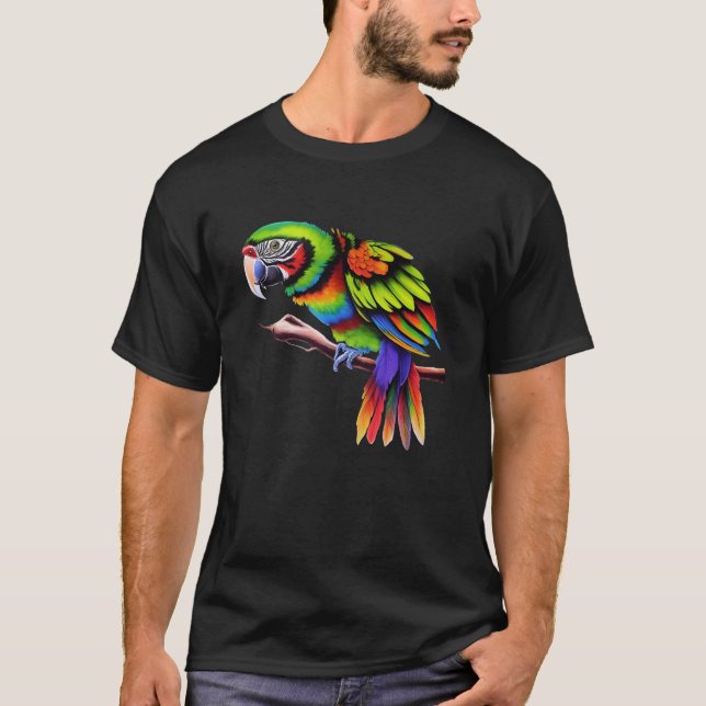 Psychedelic Parrot T Shirt (Framsida)