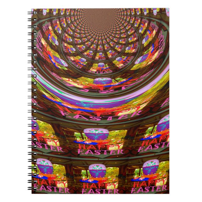 Psychedelic Påsk Kaleidoscope Art Skriv ut Anteckningsbok Med Spiral (Framsidan)