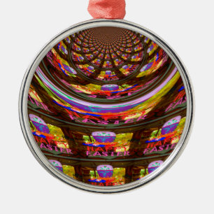 Psychedelic Påsk Kaleidoscope Art Skriv ut Julgransprydnad Metall