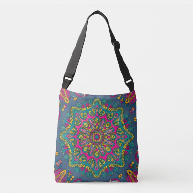 Psychedelic Peacock Mandala Axelväska (Framsida)