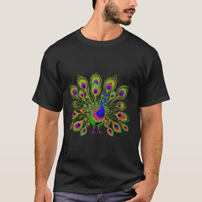 Psychedelic Peacock T Shirt (Framsida)