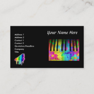 Psychedelic pianotangentbord och blommor visitkort