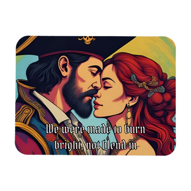 Psychedelic Pirate Couple  – Bold Romance Magnet (Horisontell)