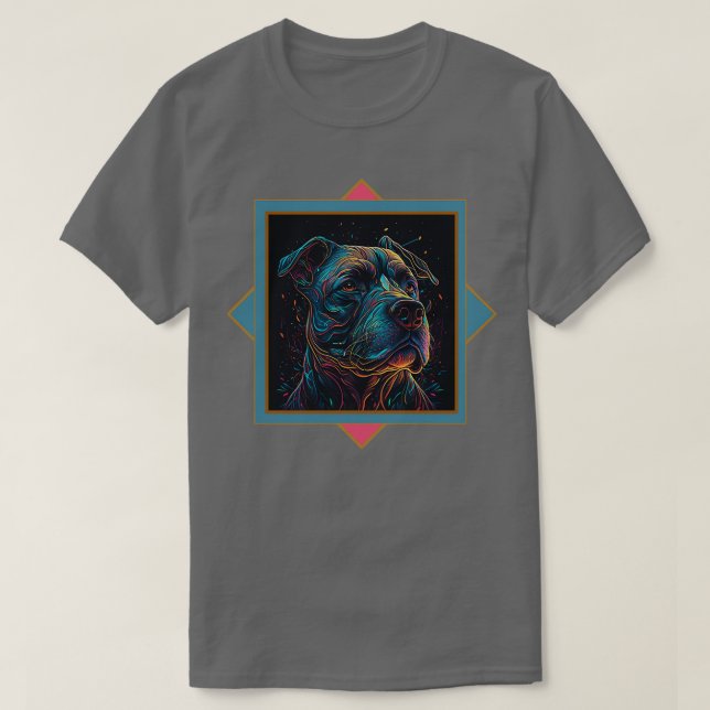 Psychedelic Pit Bull Porträtt T Shirt (Design framsida)