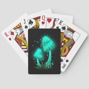 Psychedelic Pixie Cap Glowing Cyan Mushroom Casinokort