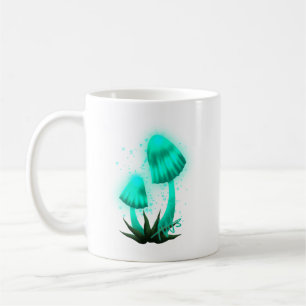 Psychedelic Pixie Cap Glowing Cyan Mushroom Kaffemugg