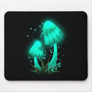 Psychedelic Pixie Cap Glowing Cyan Mushroom Musmatta